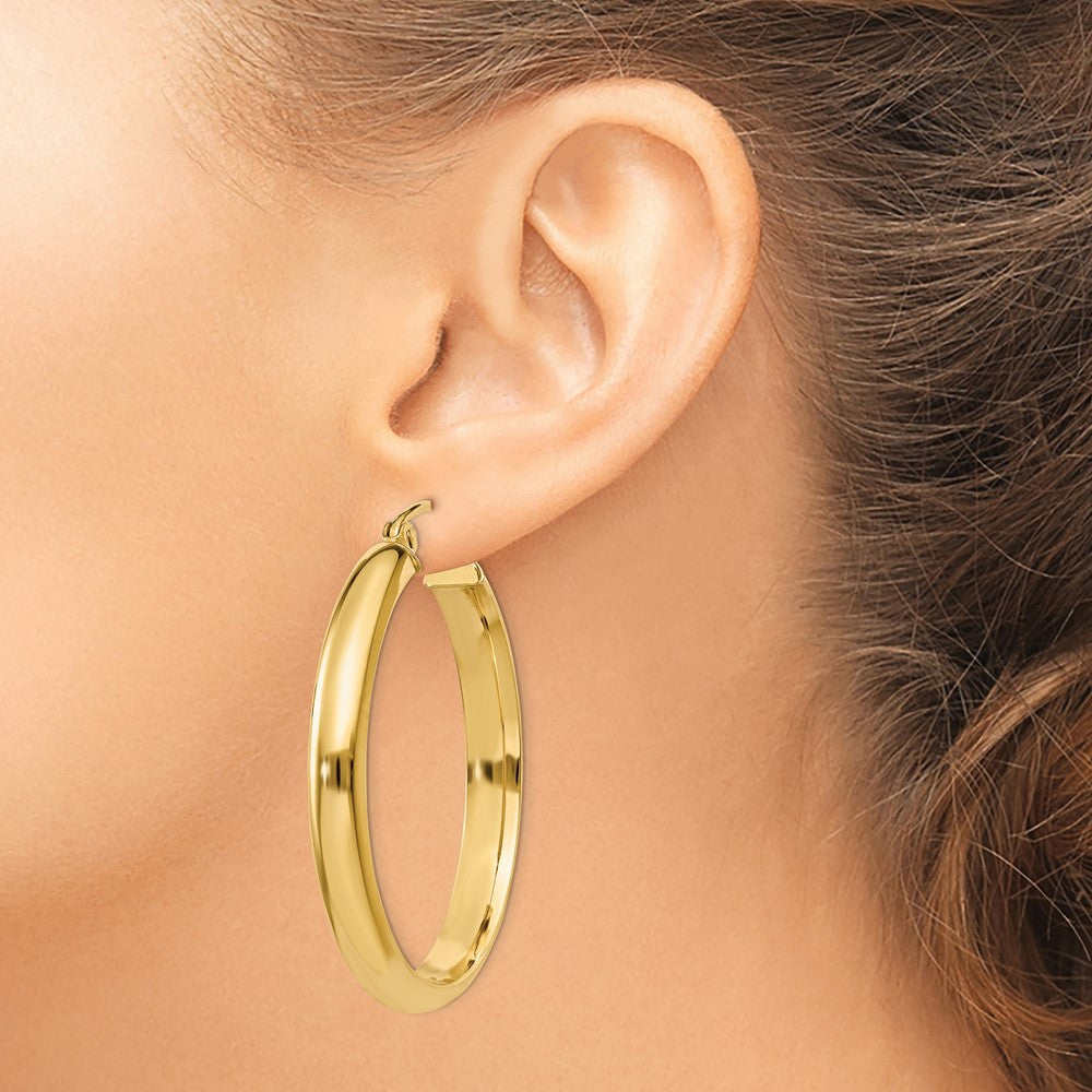 10k Yellow Gold 3.75 mm Round Tube Hoop Earrings (2.21 grams)