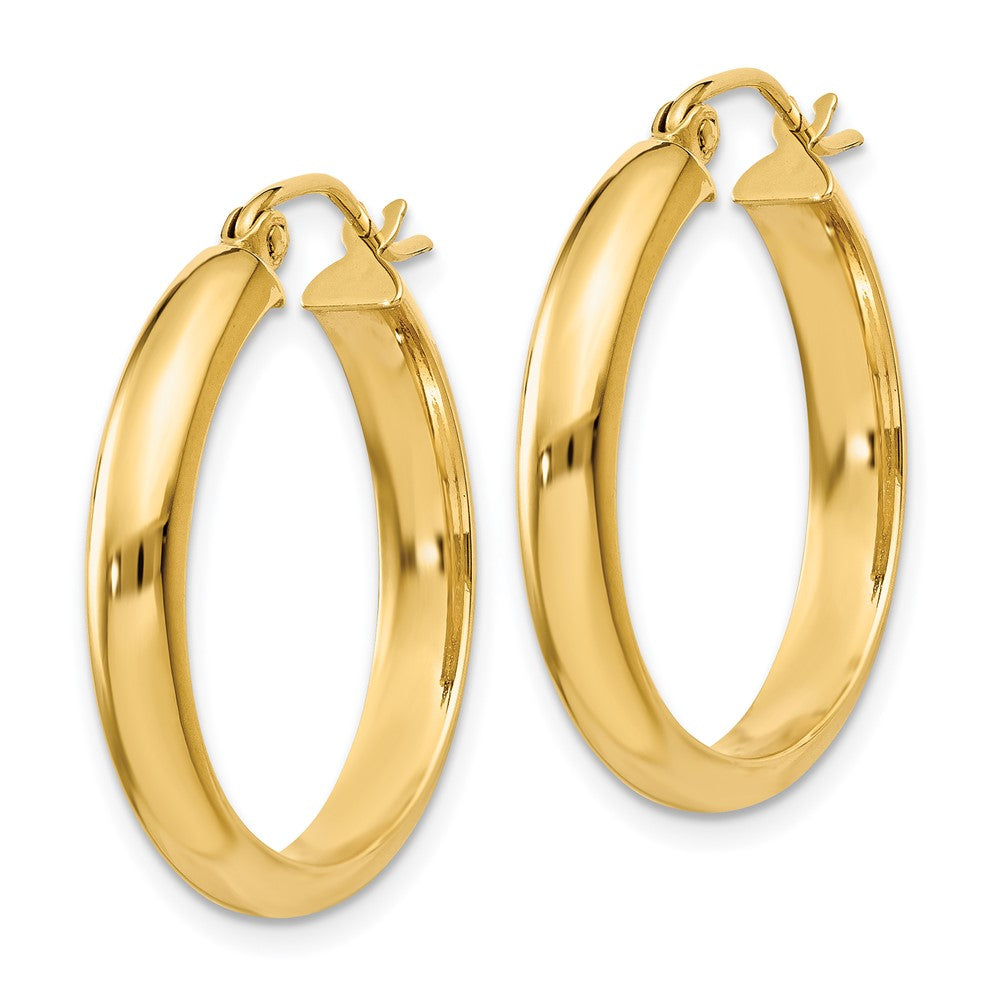 10k Yellow Gold 3.75 mm Round Tube Hoop Earrings