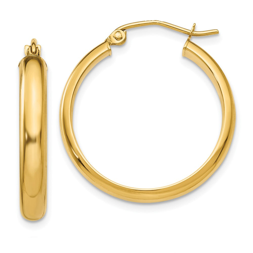 10k Yellow Gold 3.75 mm Round Tube Hoop Earrings