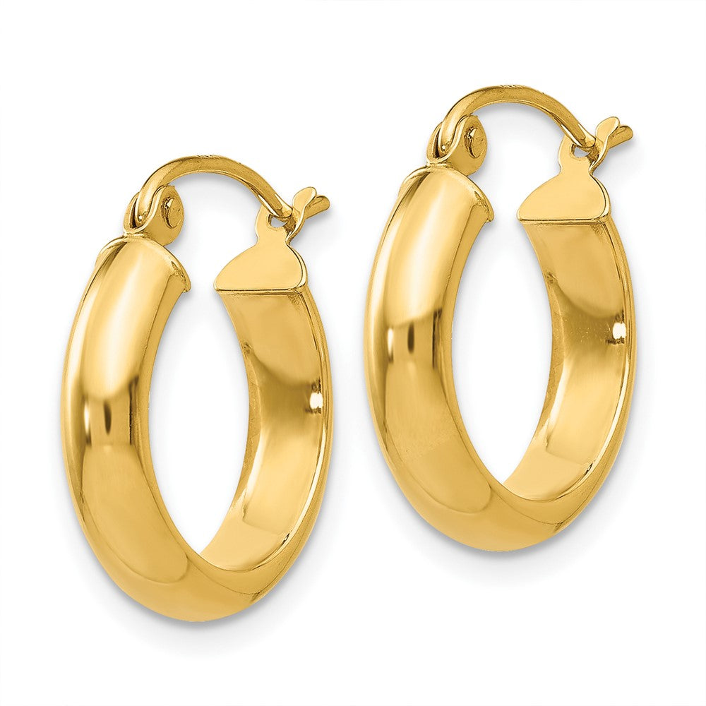 10k Yellow Gold 3.75 mm Round Tube Hoop Earrings (1.08 grams)