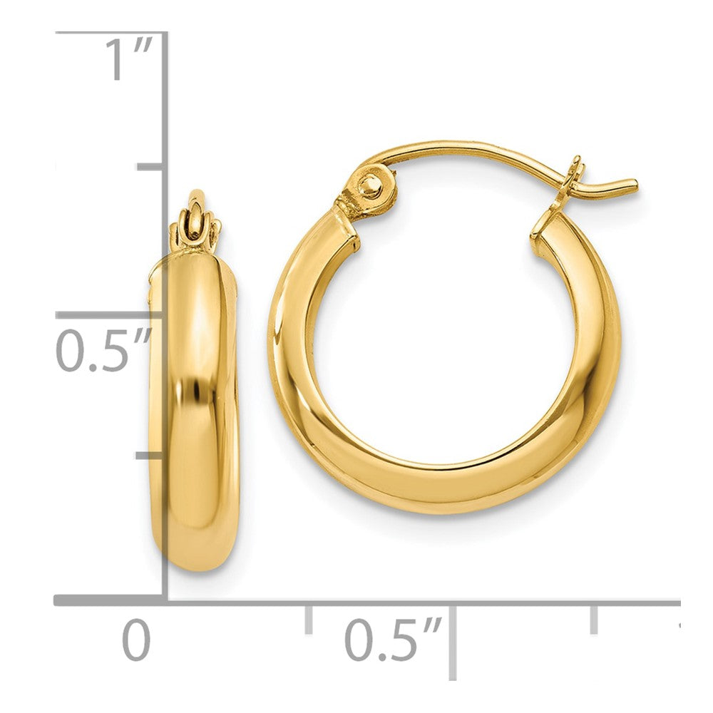 10k Yellow Gold 3.75 mm Round Tube Hoop Earrings (1.08 grams)