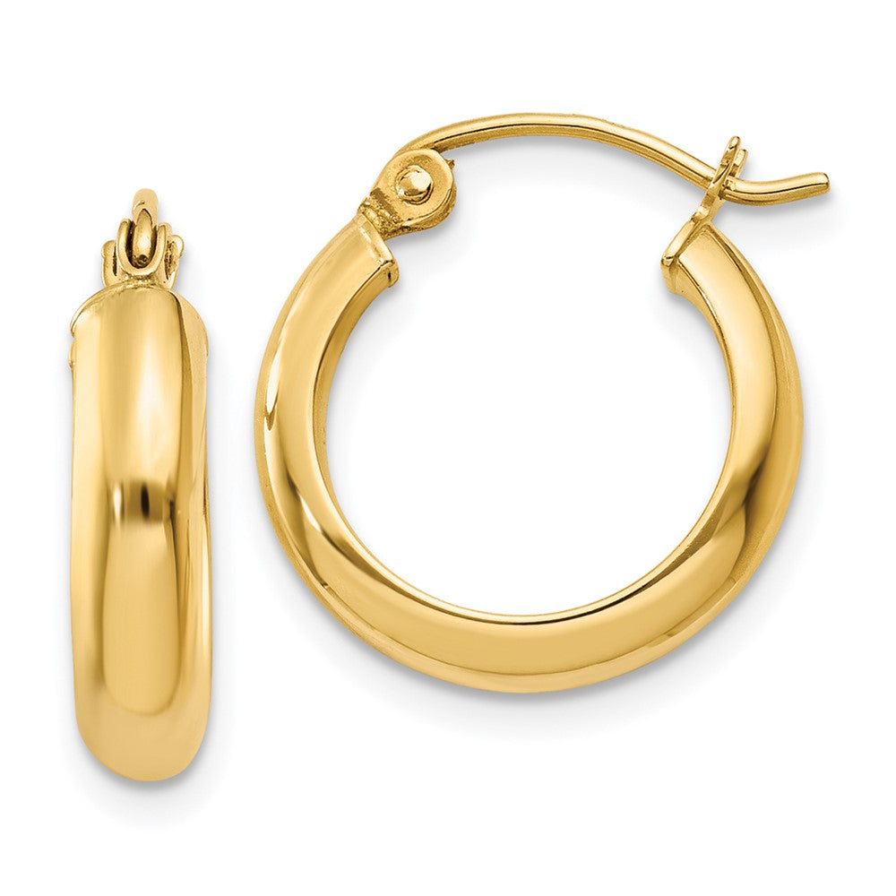 10k Yellow Gold 3.75 mm Round Tube Hoop Earrings (1.08 grams)