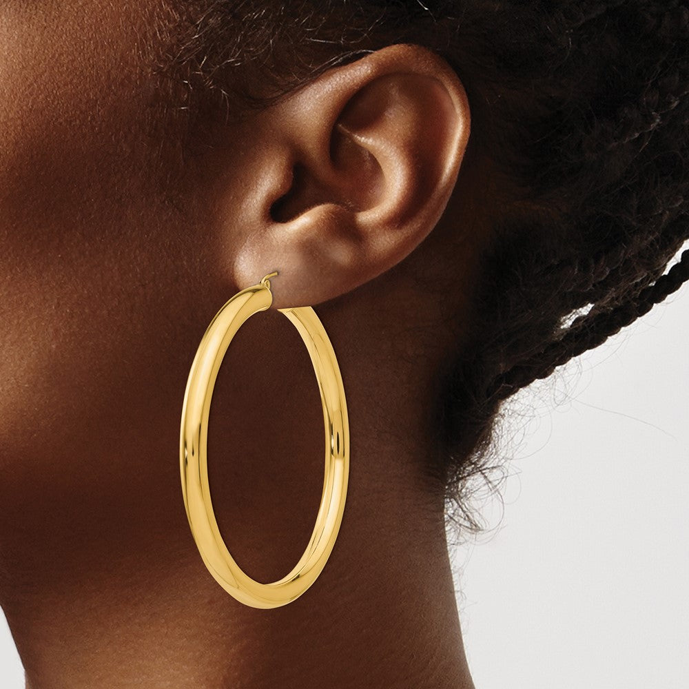 10k Yellow Gold 5 mm Lightweight Hoop Earrings (8.04 grams)