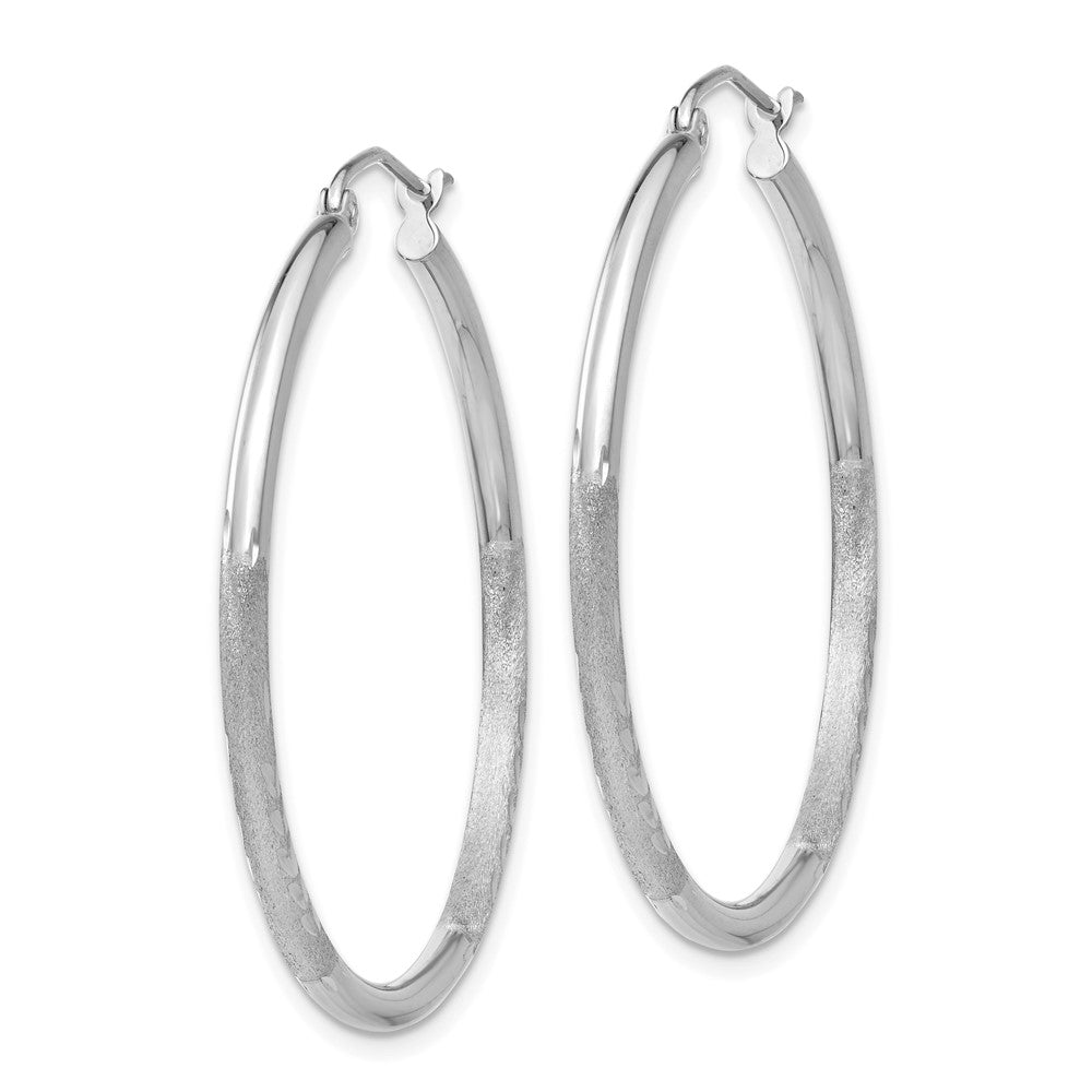 10k White Gold 2 mm Round Hoop Earrings (1.71 grams)