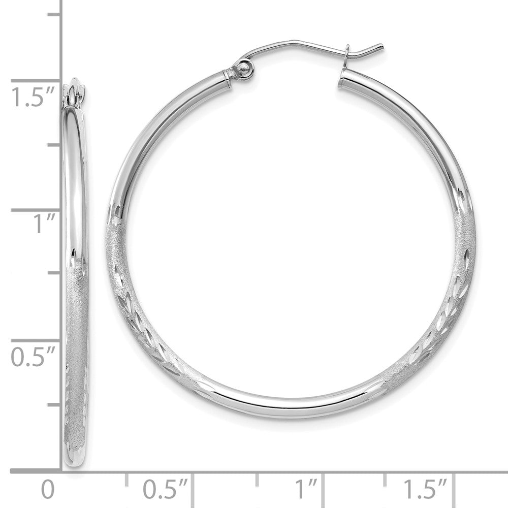 10k White Gold 2 mm Round Hoop Earrings (1.71 grams)