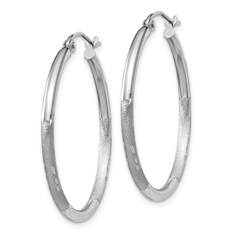 10k White Gold 2 mm Round Hoop Earrings (1.48 grams)