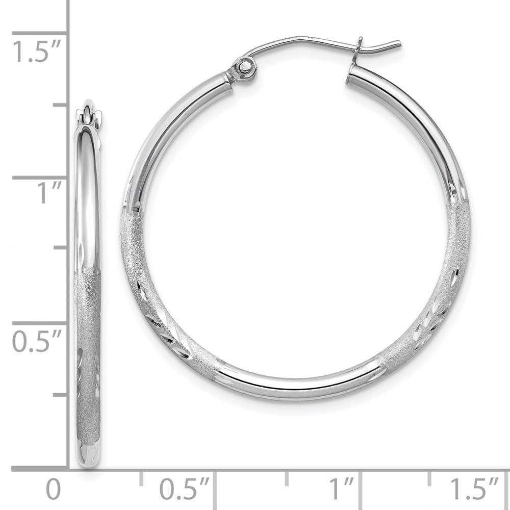 10k White Gold 2 mm Round Hoop Earrings (1.48 grams)