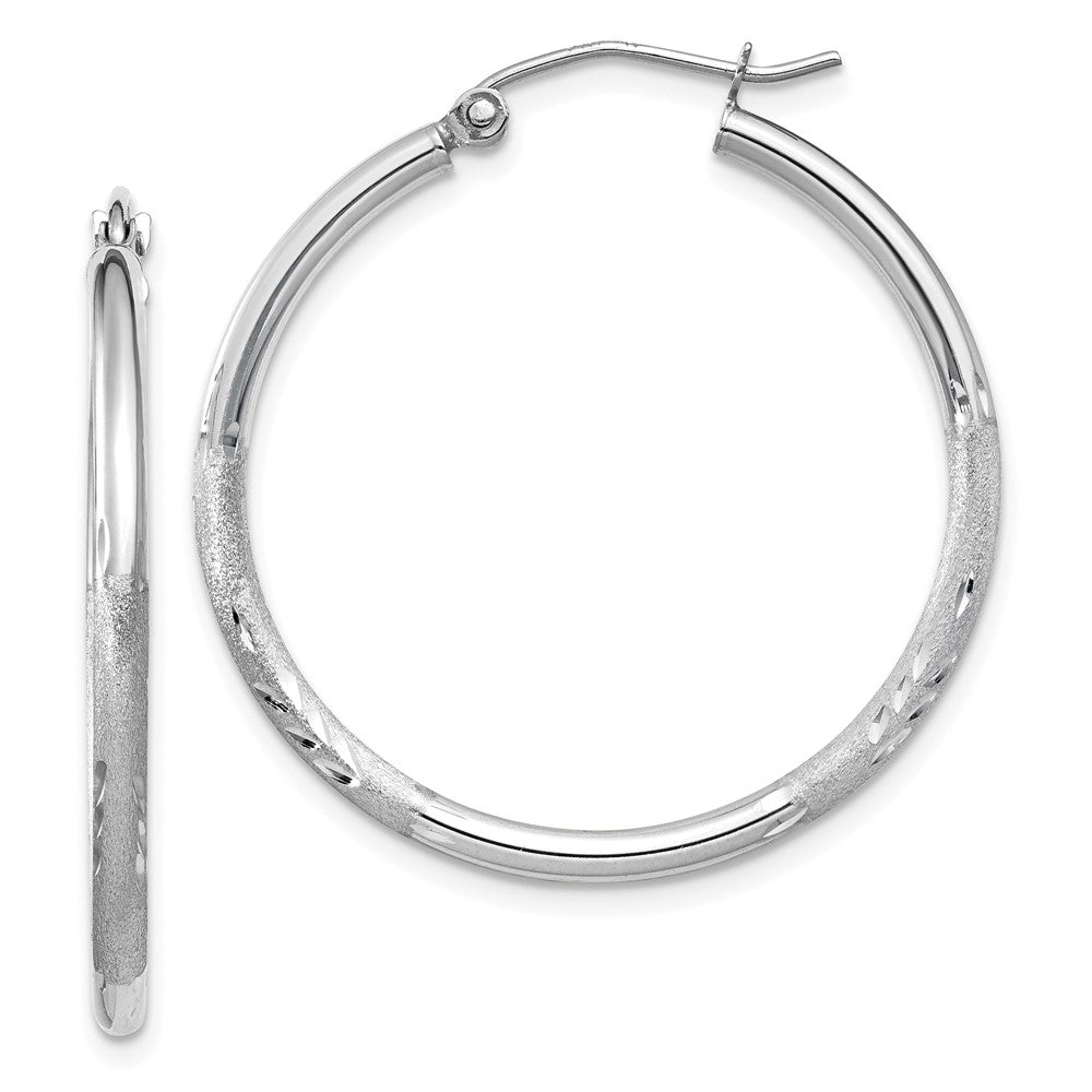 10k White Gold 2 mm Round Hoop Earrings (1.48 grams)