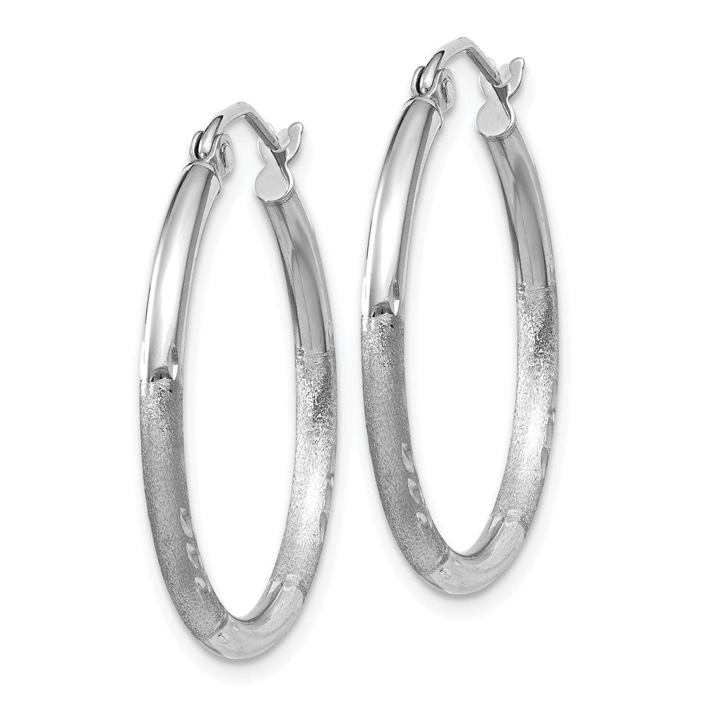 10k White Gold 2 mm Round Hoop Earrings (1.25 grams)