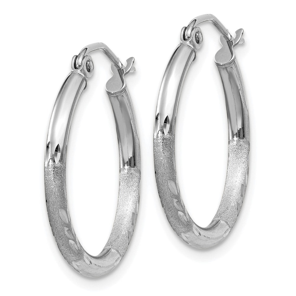 10k White Gold 2 mm Round Hoop Earrings (1.01 grams)