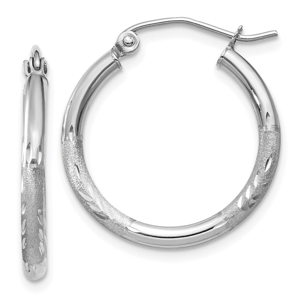 10k White Gold 2 mm Round Hoop Earrings (1.01 grams)