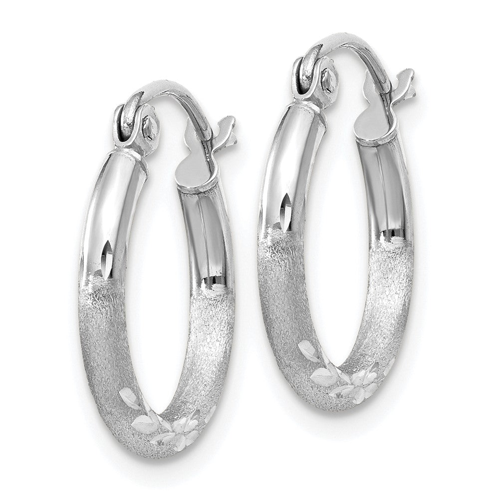 10k White Gold 2 mm Round Hoop Earrings (0.79 grams)