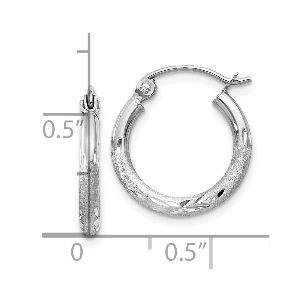 10k White Gold 2 mm Round Hoop Earrings (0.79 grams)