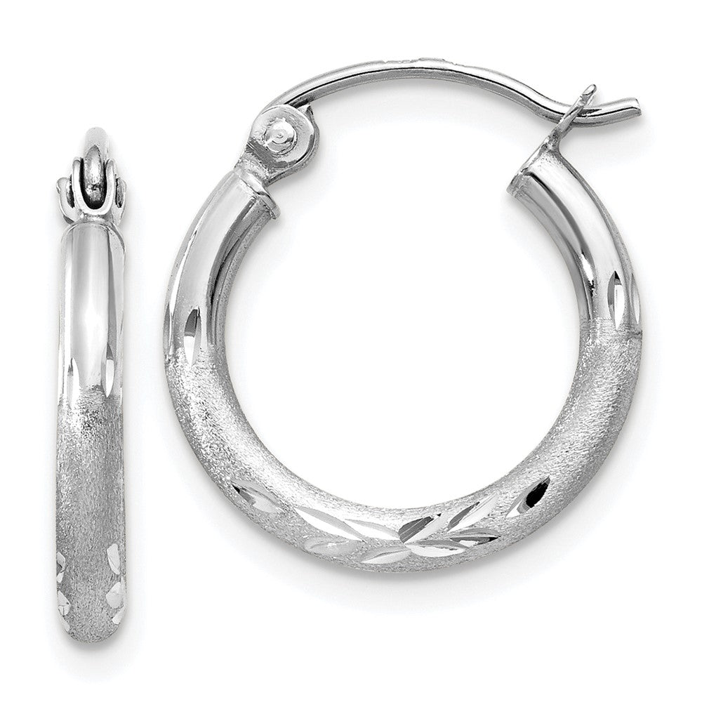 10k White Gold 2 mm Round Hoop Earrings (0.79 grams)