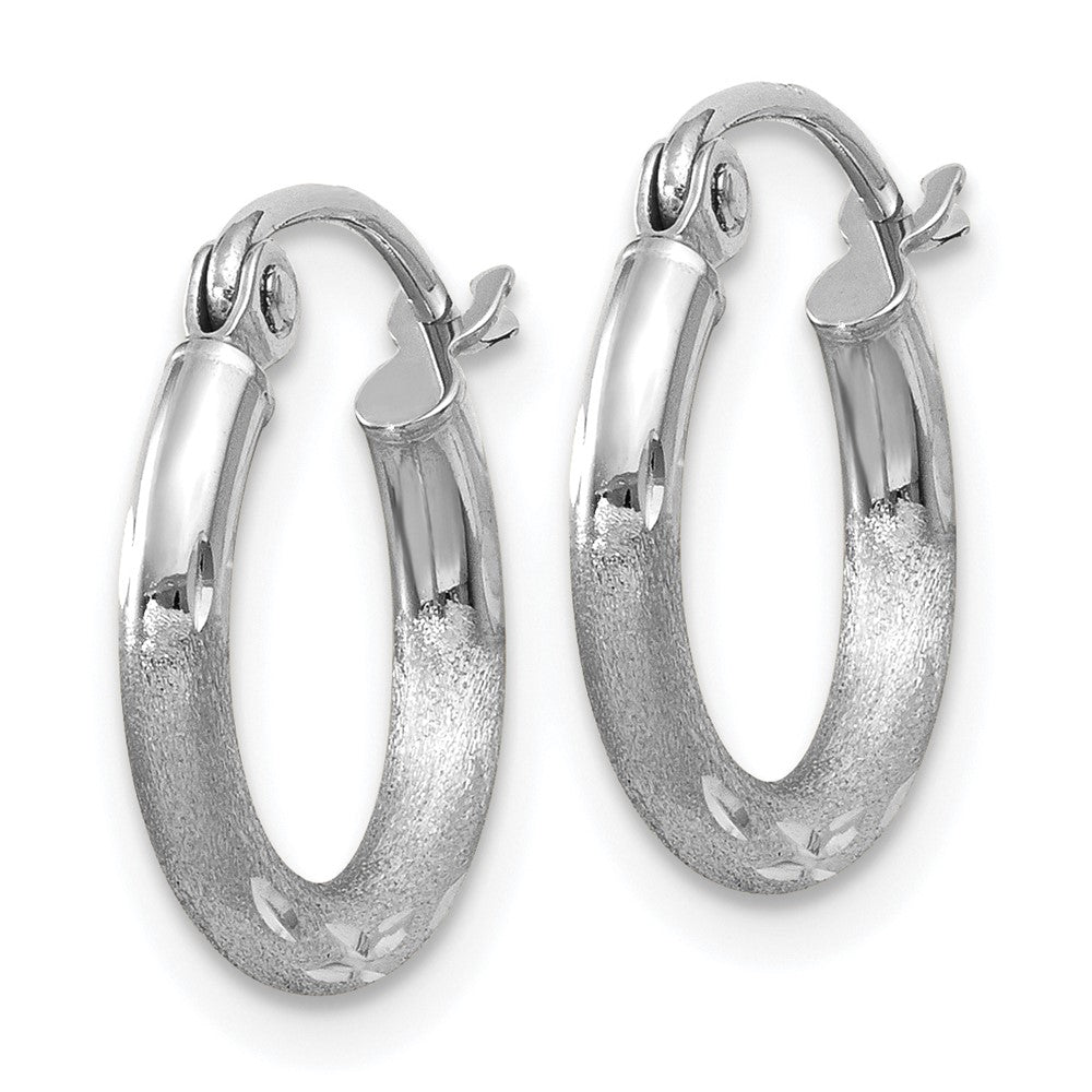 10k White Gold 2 mm Round Hoop Earrings (0.7 grams)