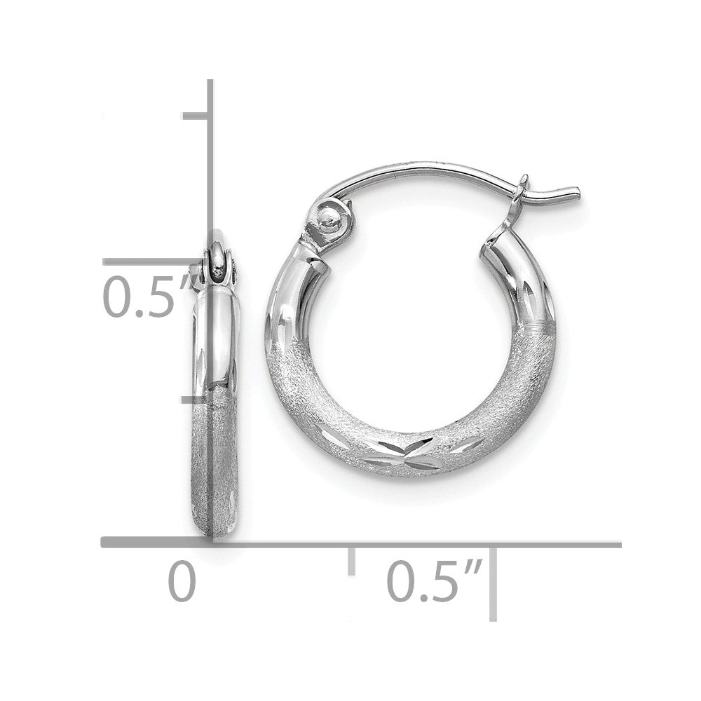 10k White Gold 2 mm Round Hoop Earrings (0.7 grams)