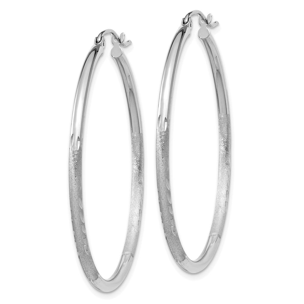 10k White Gold 2 mm Round Hoop Earrings (1.89 grams)