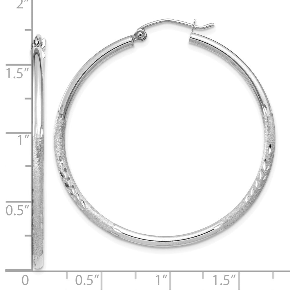 10k White Gold 2 mm Round Hoop Earrings (1.89 grams)