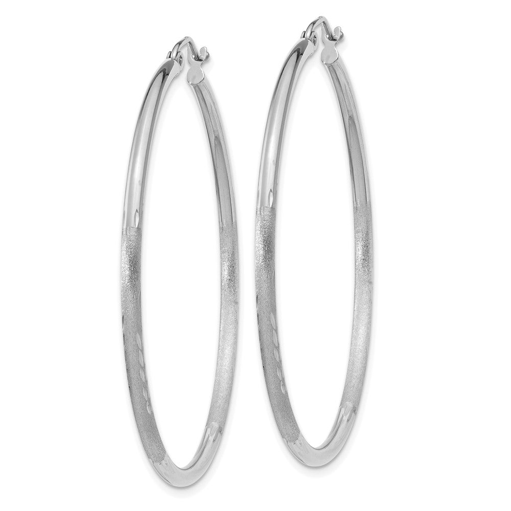 10k White Gold 2 mm Round Hoop Earrings (2.16 grams)