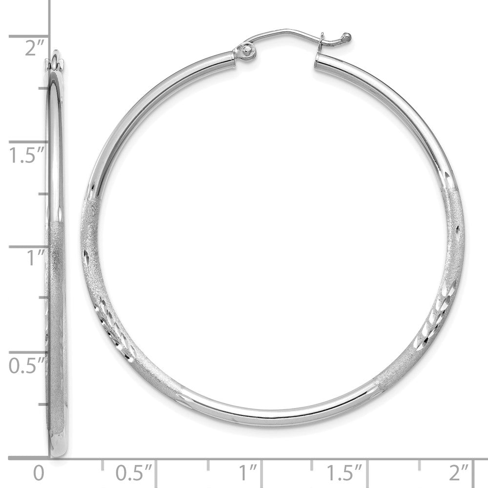 10k White Gold 2 mm Round Hoop Earrings (2.16 grams)