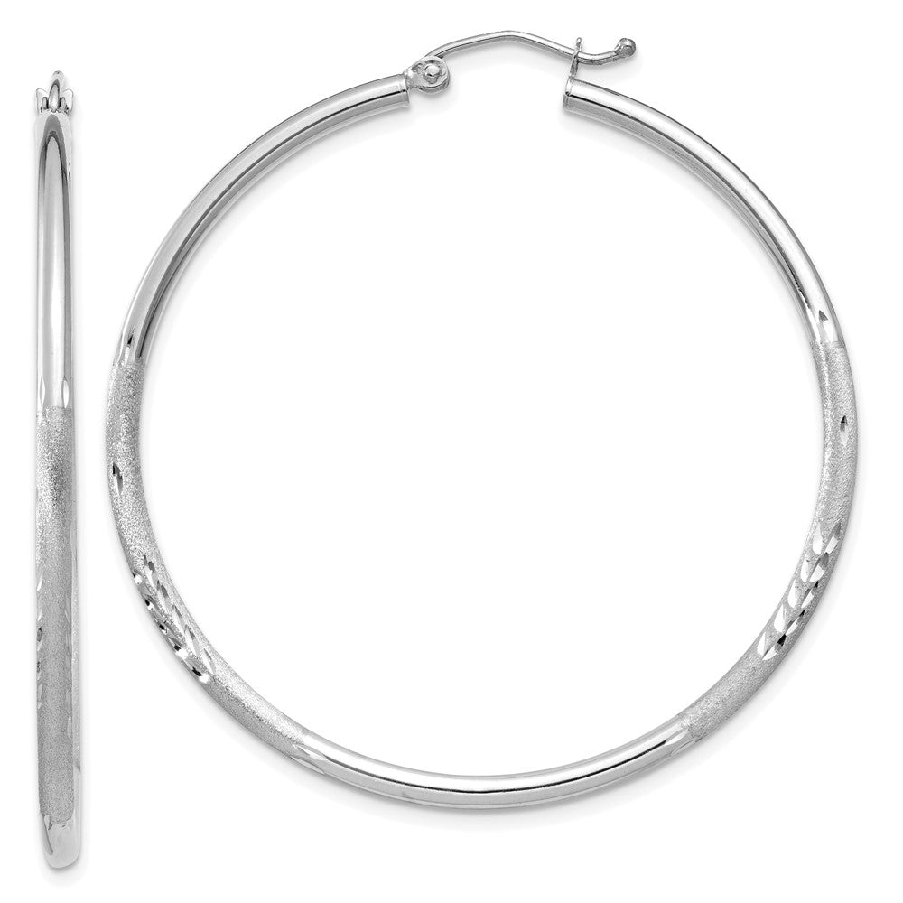 10k White Gold 2 mm Round Hoop Earrings (2.16 grams)