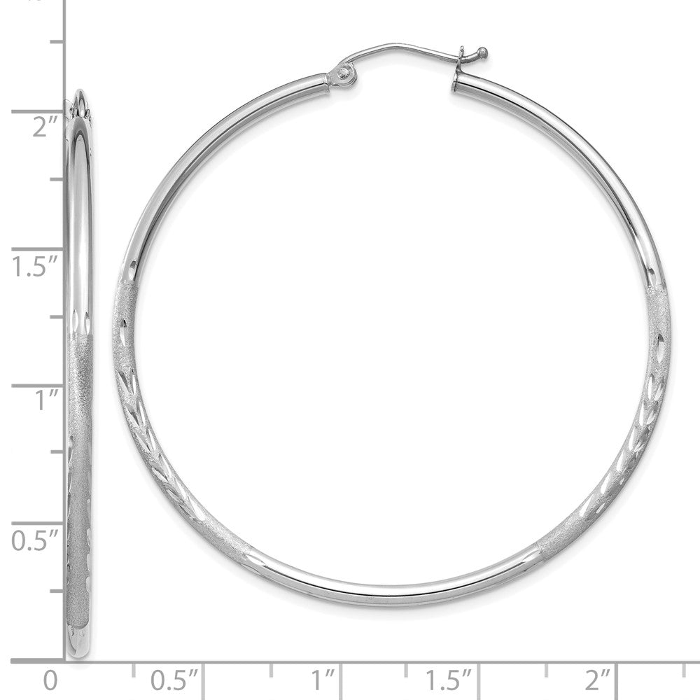 10k White Gold 2 mm Round Hoop Earrings (2.45 grams)