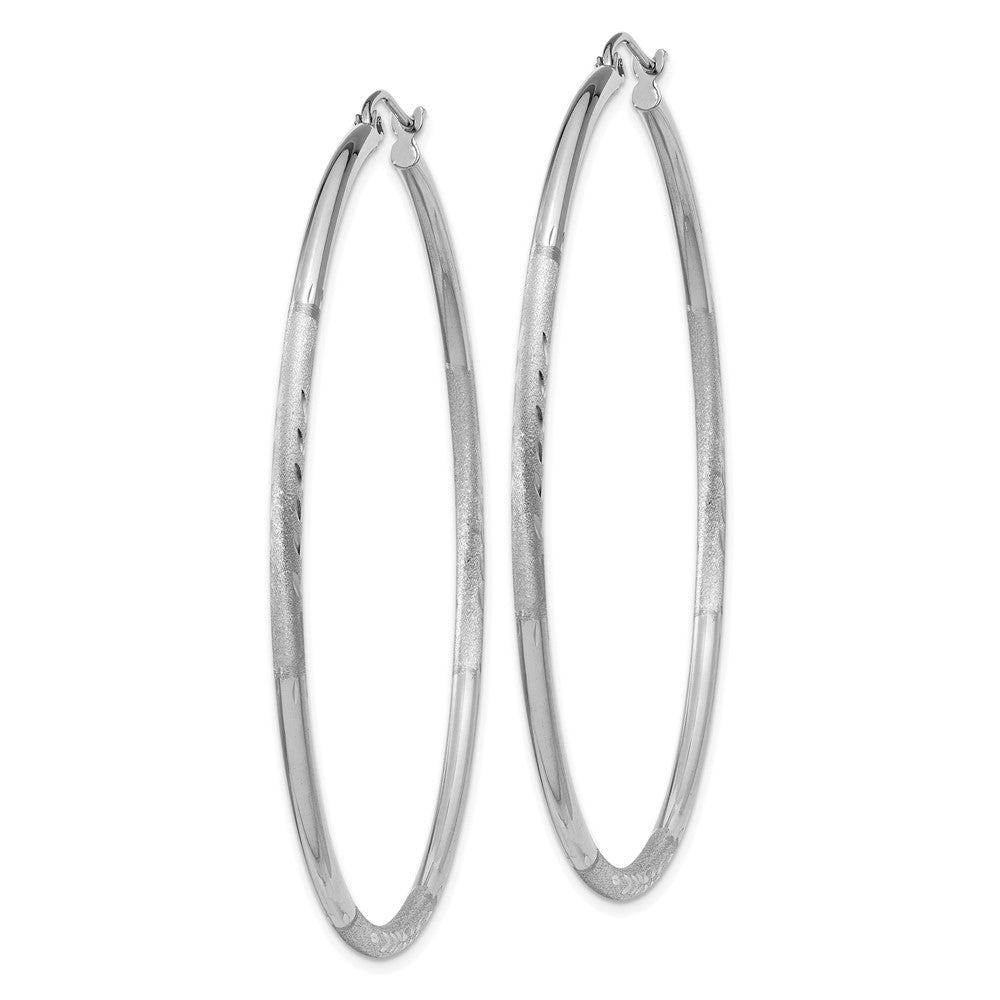 10k White Gold 2 mm Round Hoop Earrings (2.6 grams)