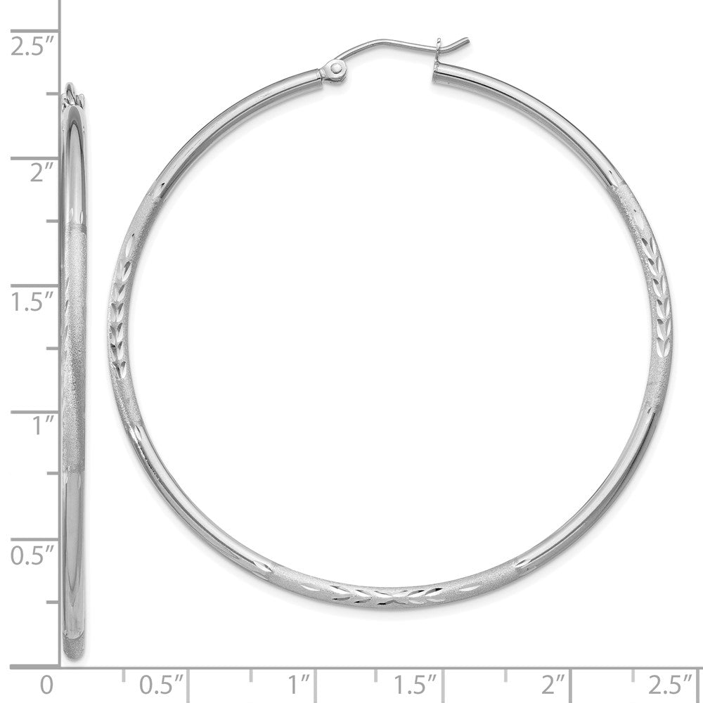 10k White Gold 2 mm Round Hoop Earrings (2.6 grams)