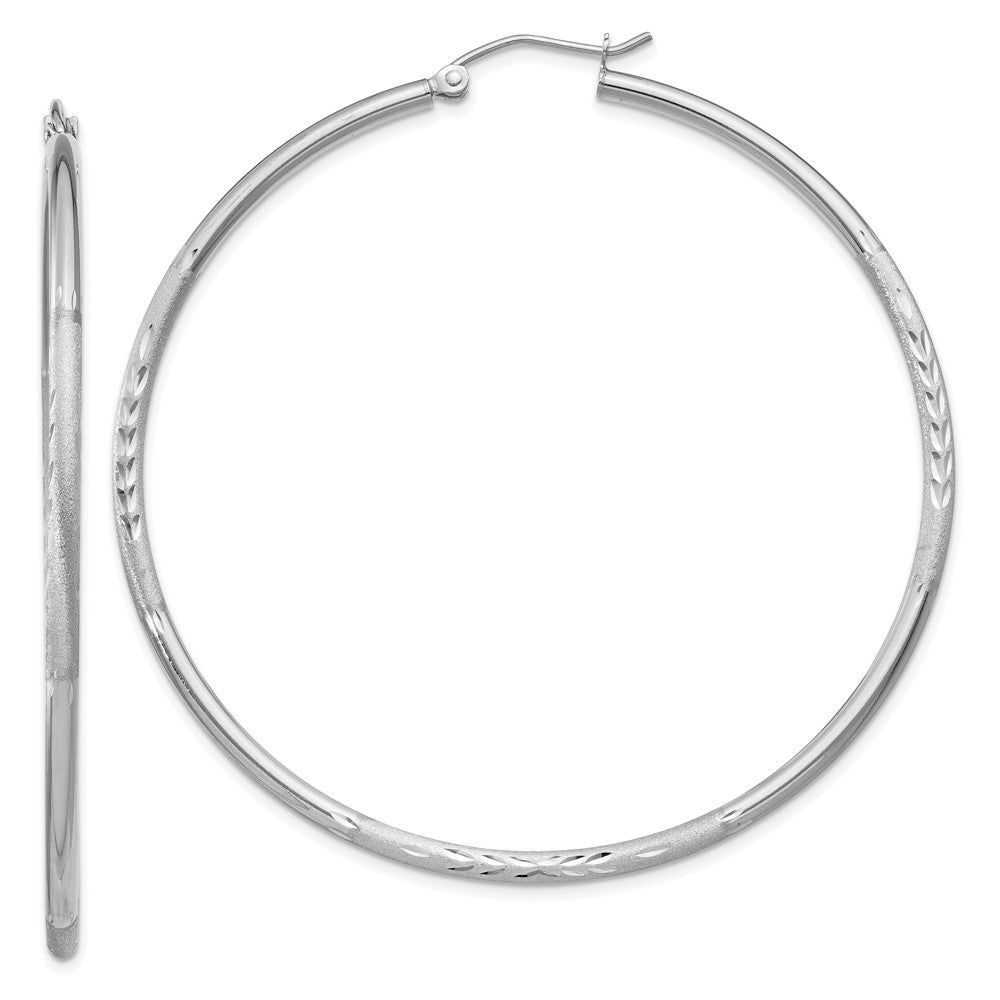 10k White Gold 2 mm Round Hoop Earrings (2.6 grams)