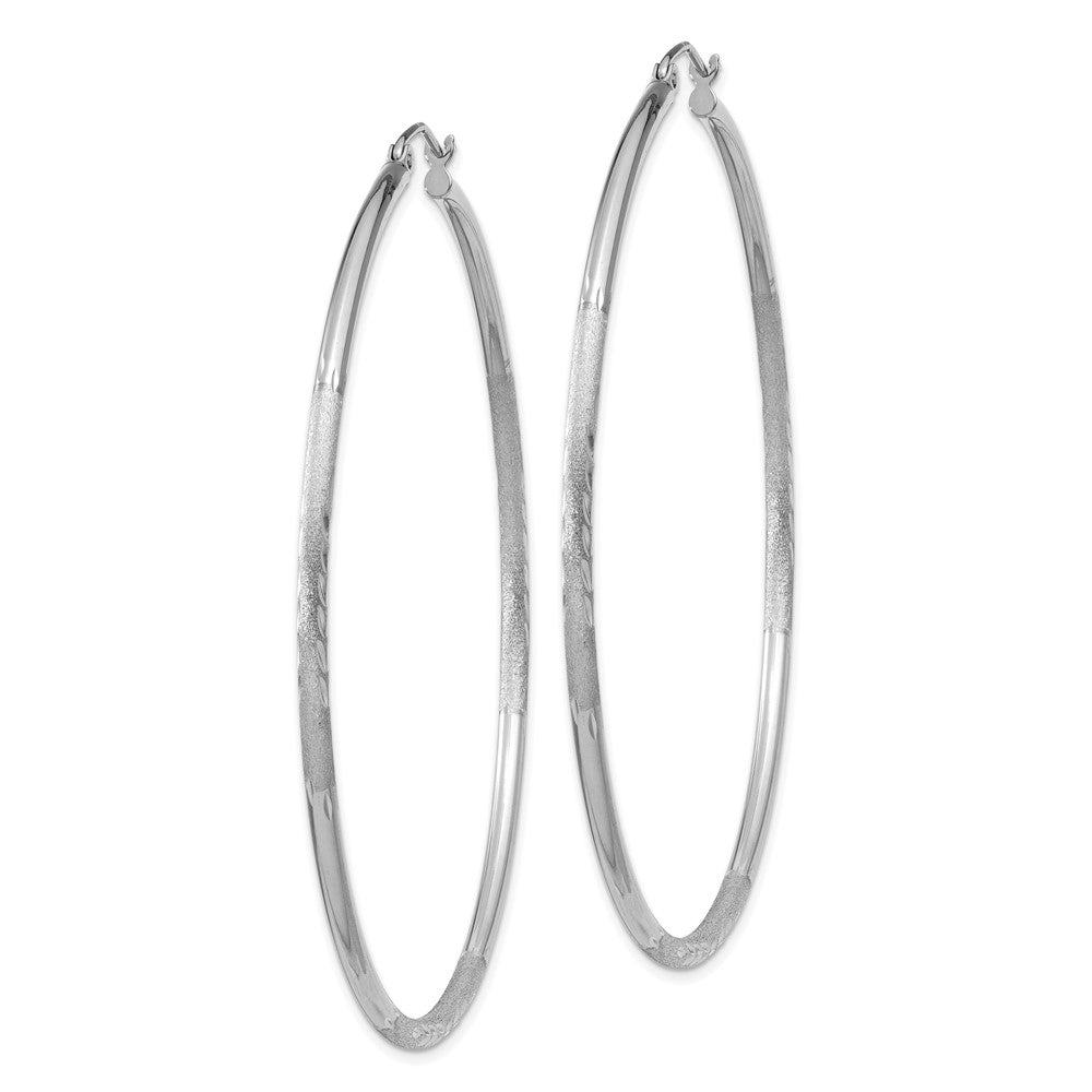 10k White Gold 2 mm Round Hoop Earrings (3.05 grams)