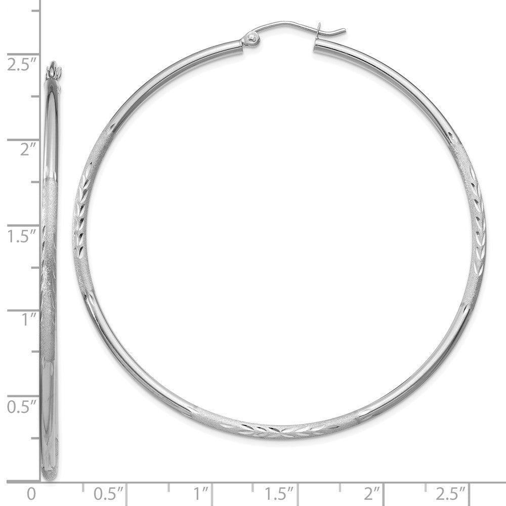 10k White Gold 2 mm Round Hoop Earrings (3.05 grams)