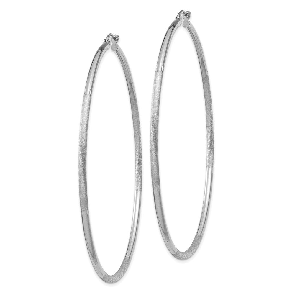 10k White Gold 2 mm Round Hoop Earrings (3.16 grams)