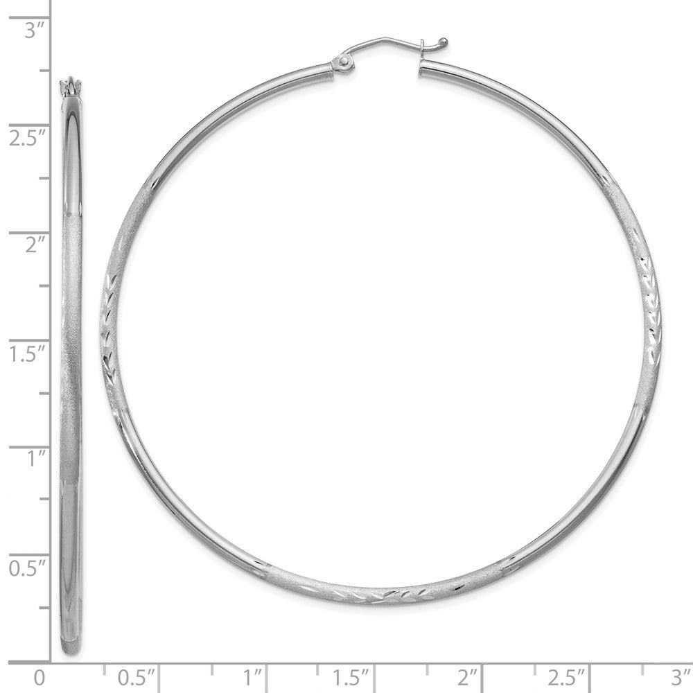 10k White Gold 2 mm Round Hoop Earrings (3.16 grams)