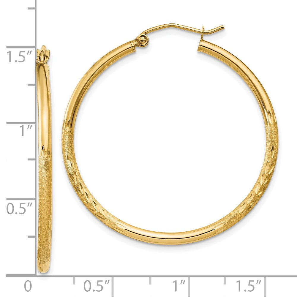 10k Yellow Gold 2 mm Round Tube Hoop Earrings (1.61 grams)