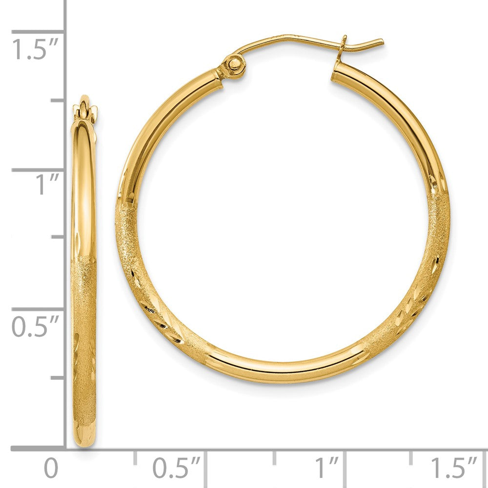 10k Yellow Gold 2 mm Round Tube Hoop Earrings (1.41 grams)