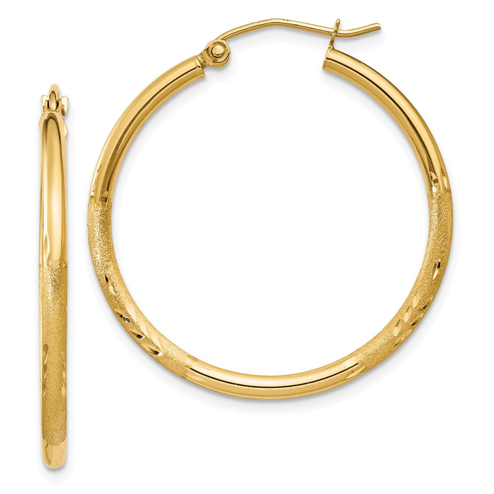 10k Yellow Gold 2 mm Round Tube Hoop Earrings (1.41 grams)