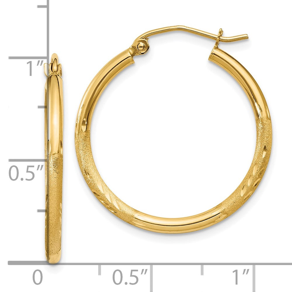 10k Yellow Gold 2 mm Round Tube Hoop Earrings (1.21 grams)