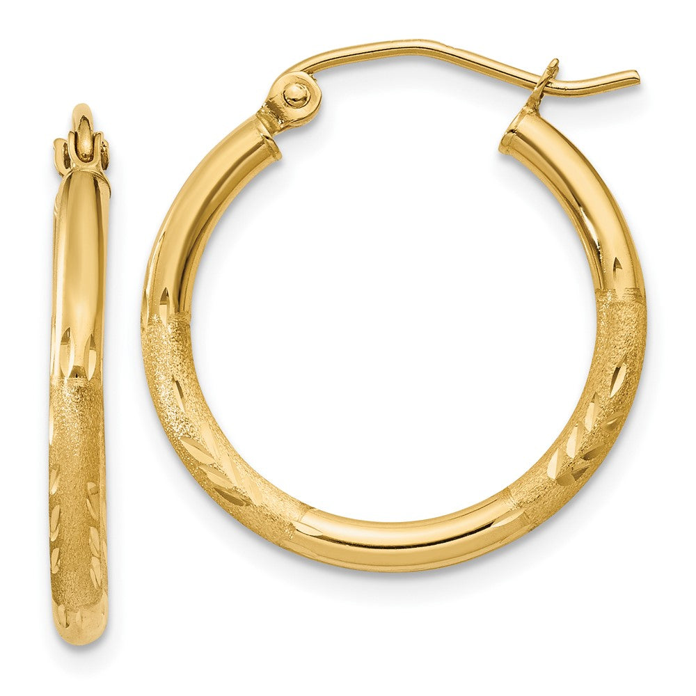 10k Yellow Gold 2 mm Round Tube Hoop Earrings
