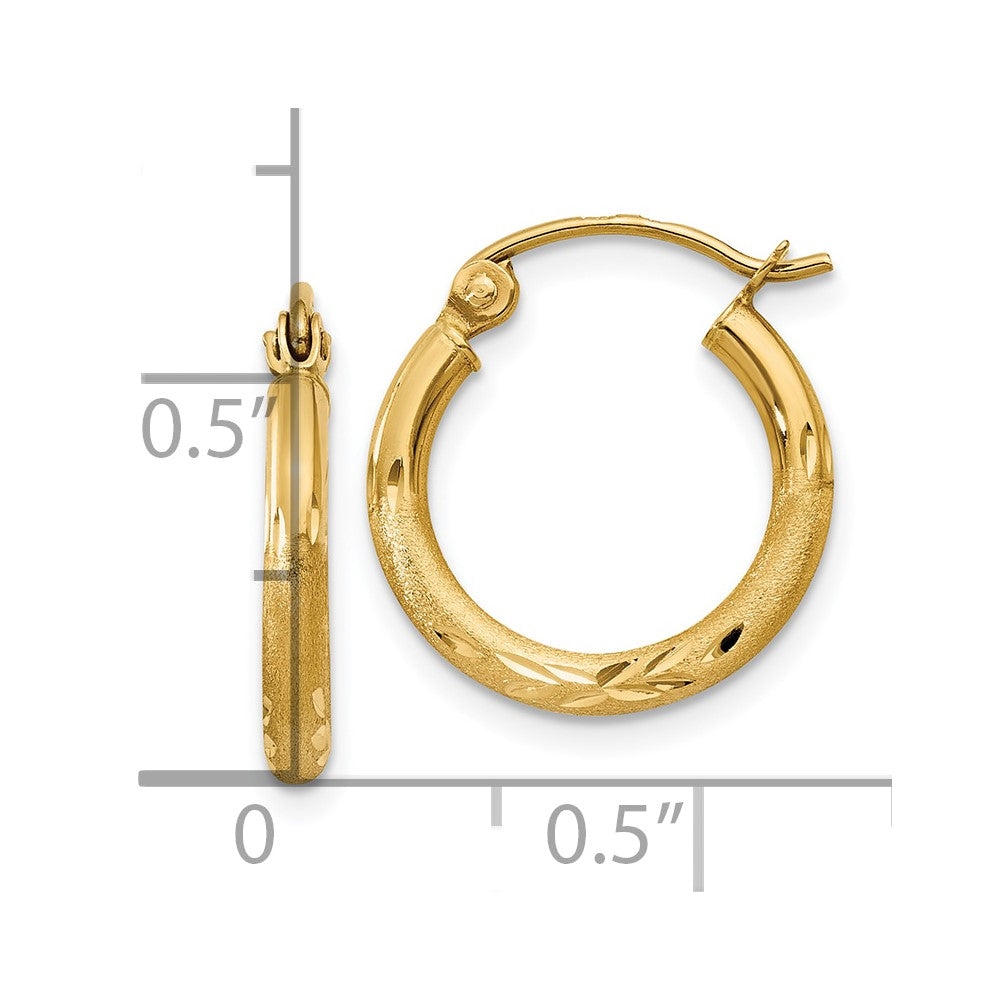 10k Yellow Gold 2 mm Round Tube Hoop Earrings (0.81 grams)