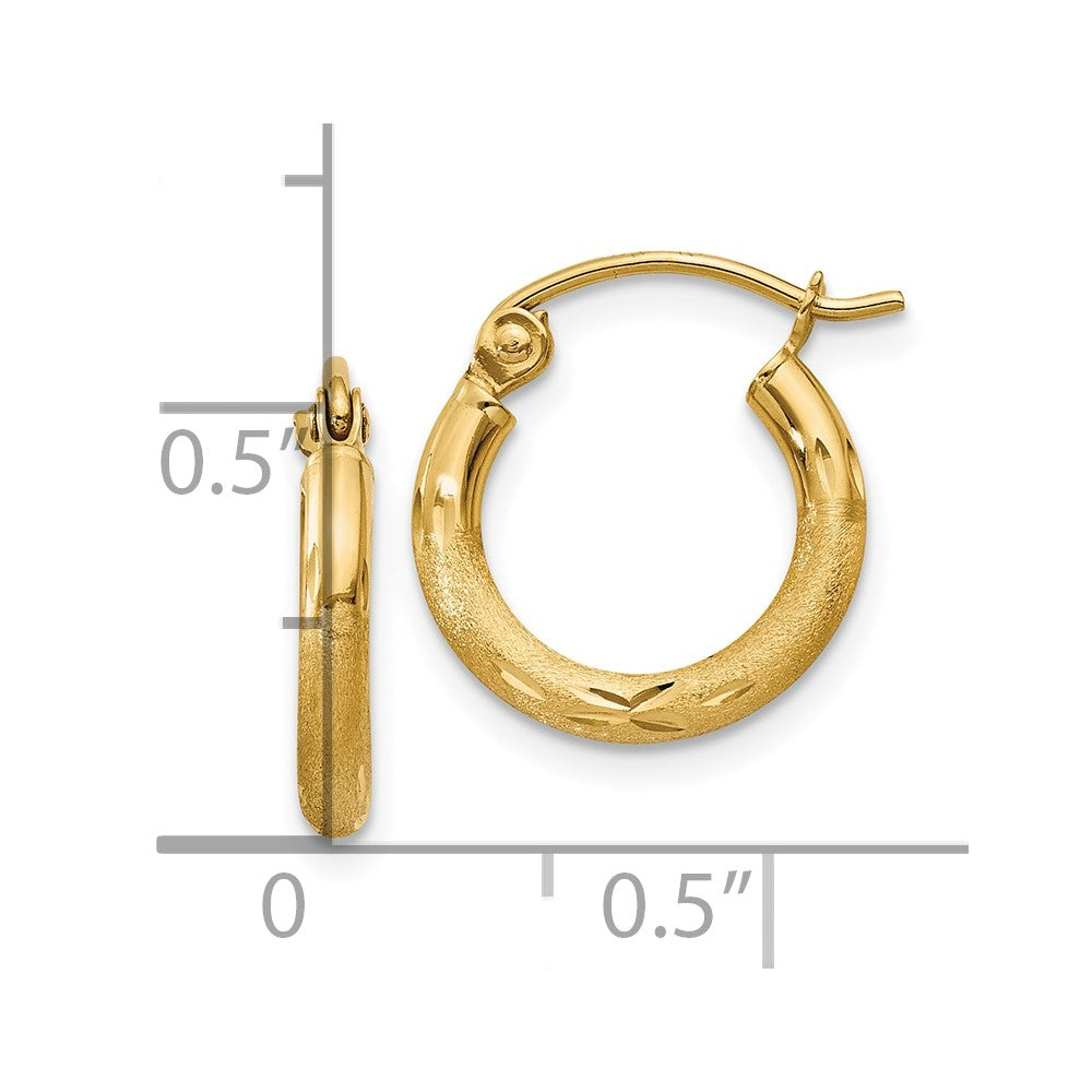 10k Yellow Gold 2 mm Round Tube Hoop Earrings (0.69 grams)