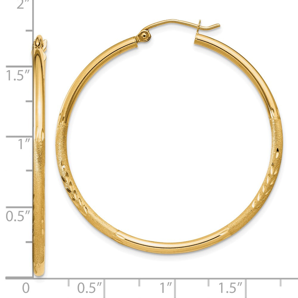 10k Yellow Gold 2 mm Round Tube Hoop Earrings (1.87 grams)