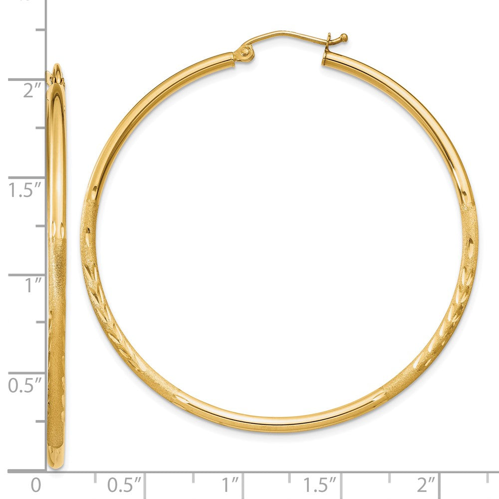 10k Yellow Gold 2 mm Round Tube Hoop Earrings (2.39 grams)