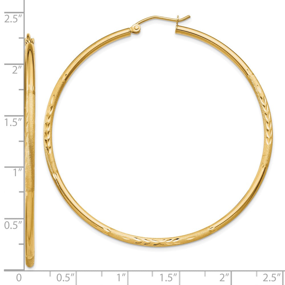 10k Yellow Gold 2 mm Round Tube Hoop Earrings (2.43 grams)