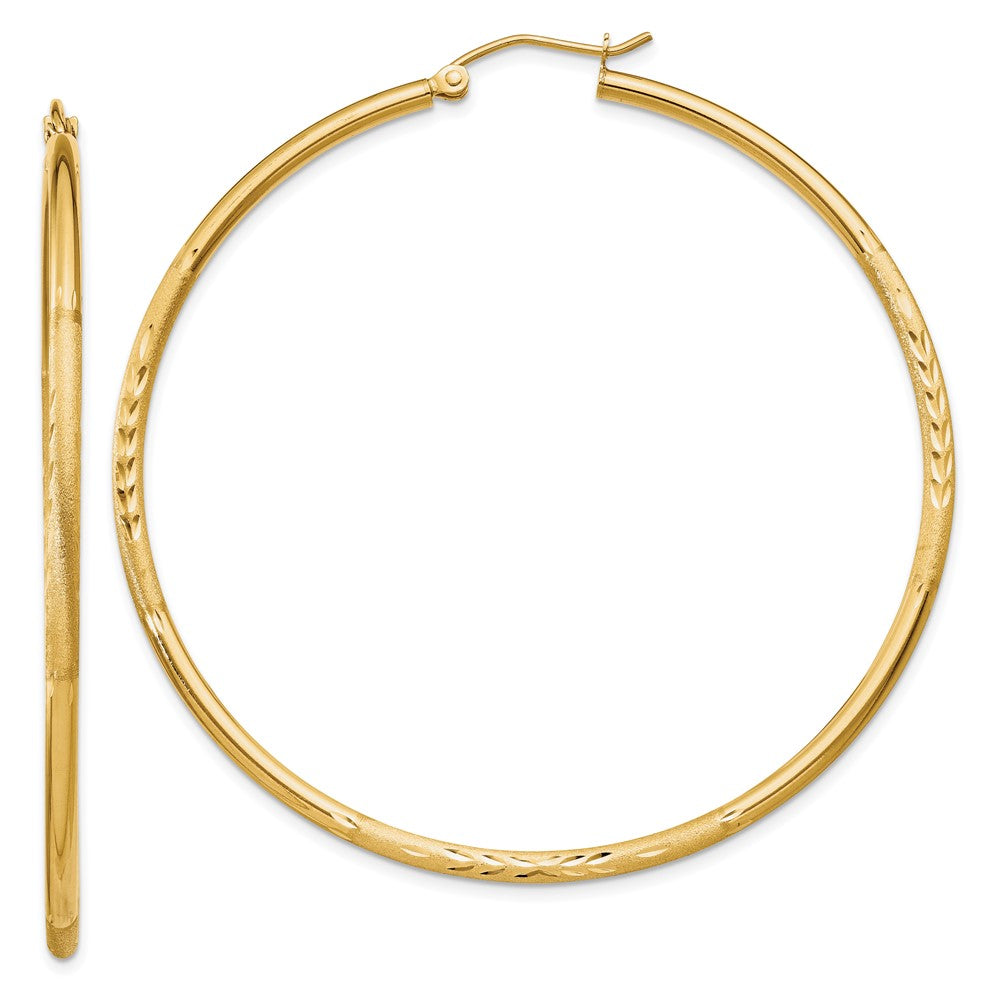 10k Yellow Gold 2 mm Round Tube Hoop Earrings (2.43 grams)