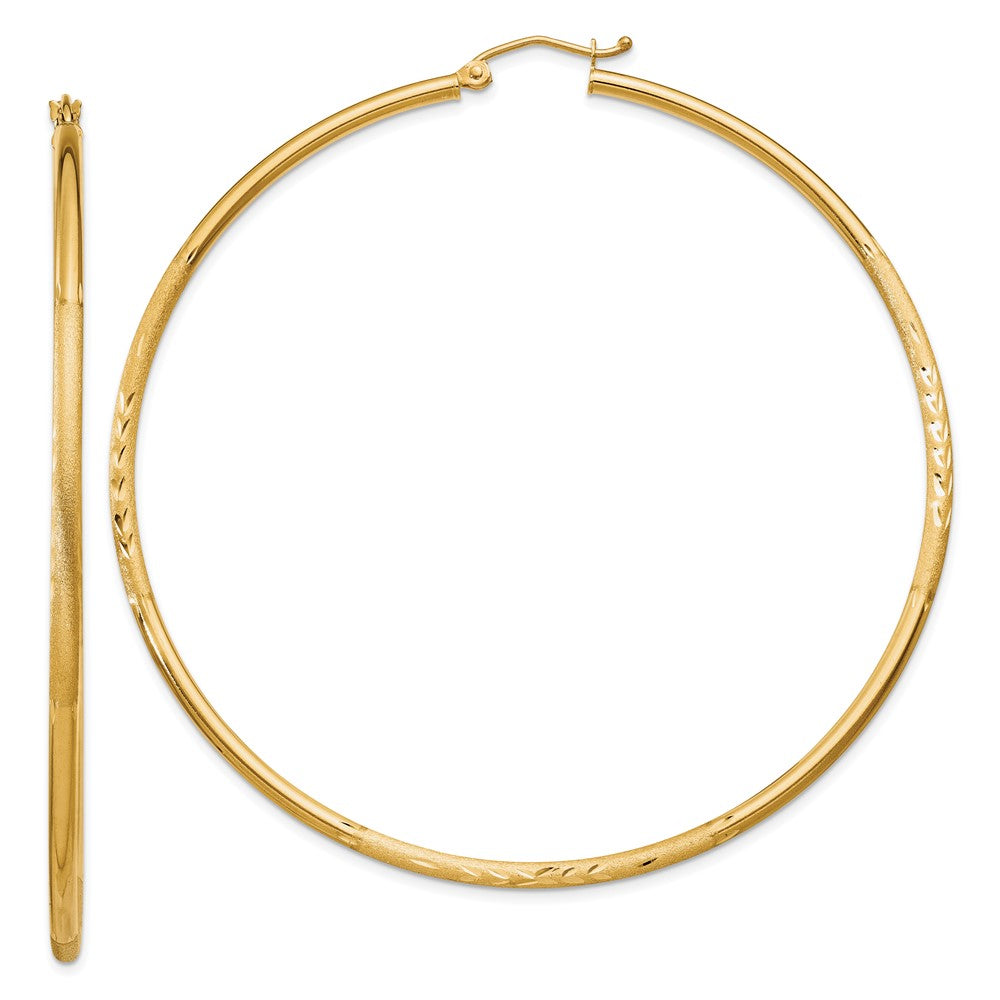 10k Yellow Gold 2 mm Round Tube Hoop Earrings (3.14 grams)