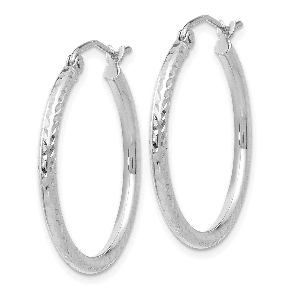 10k White Gold 2 mm Round Tube Hoop Earrings (1.06 grams)