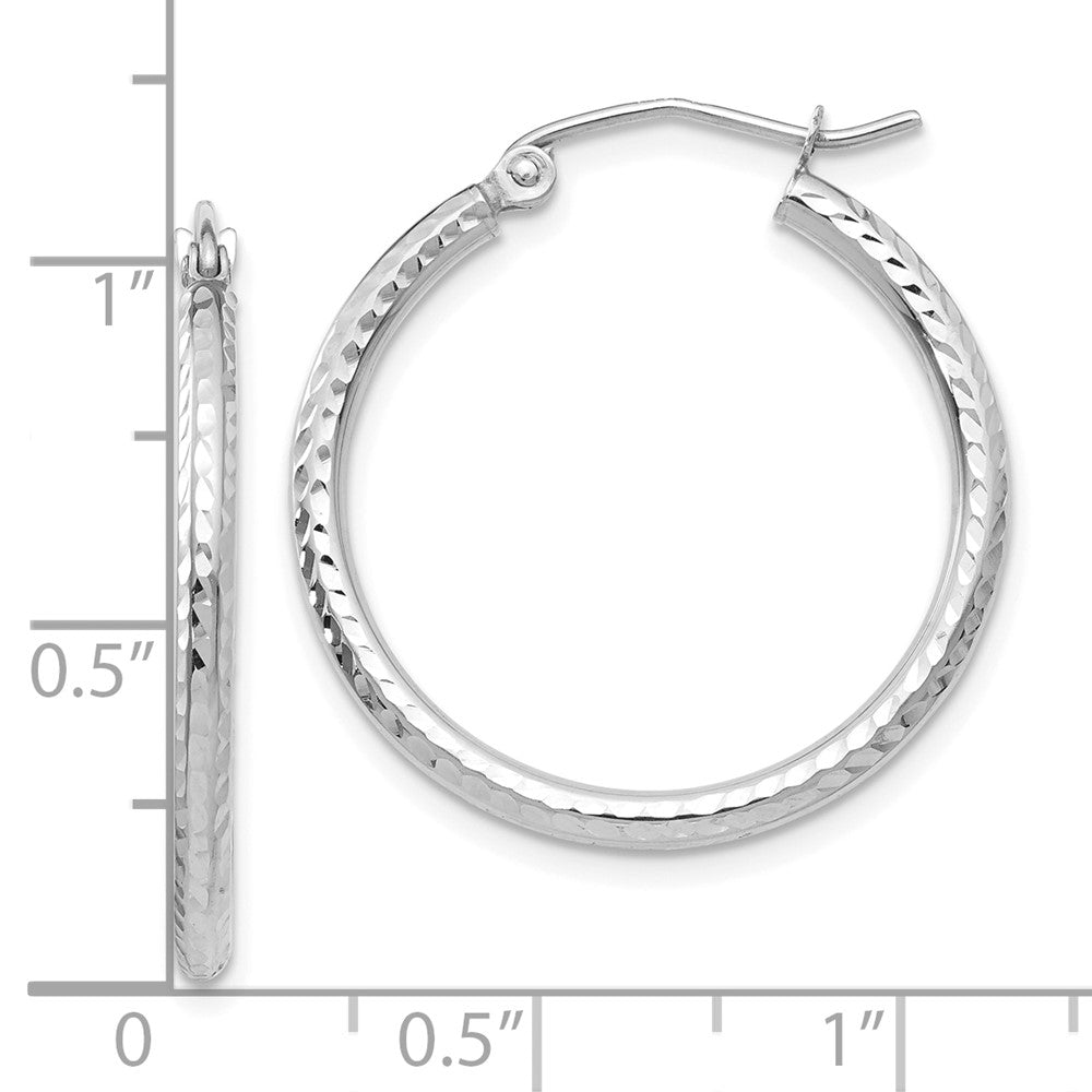 10k White Gold 2 mm Round Tube Hoop Earrings (1.06 grams)