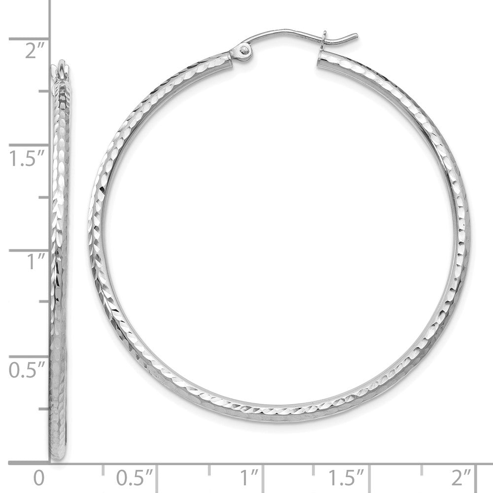 10k White Gold 2 mm Round Tube Hoop Earrings (1.87 grams)