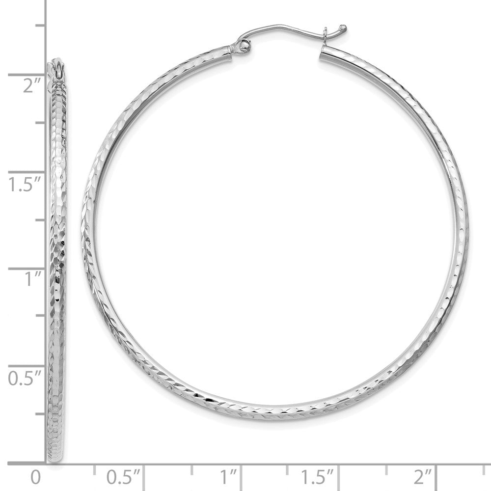 10k White Gold 2 mm Round Tube Hoop Earrings (2.05 grams)