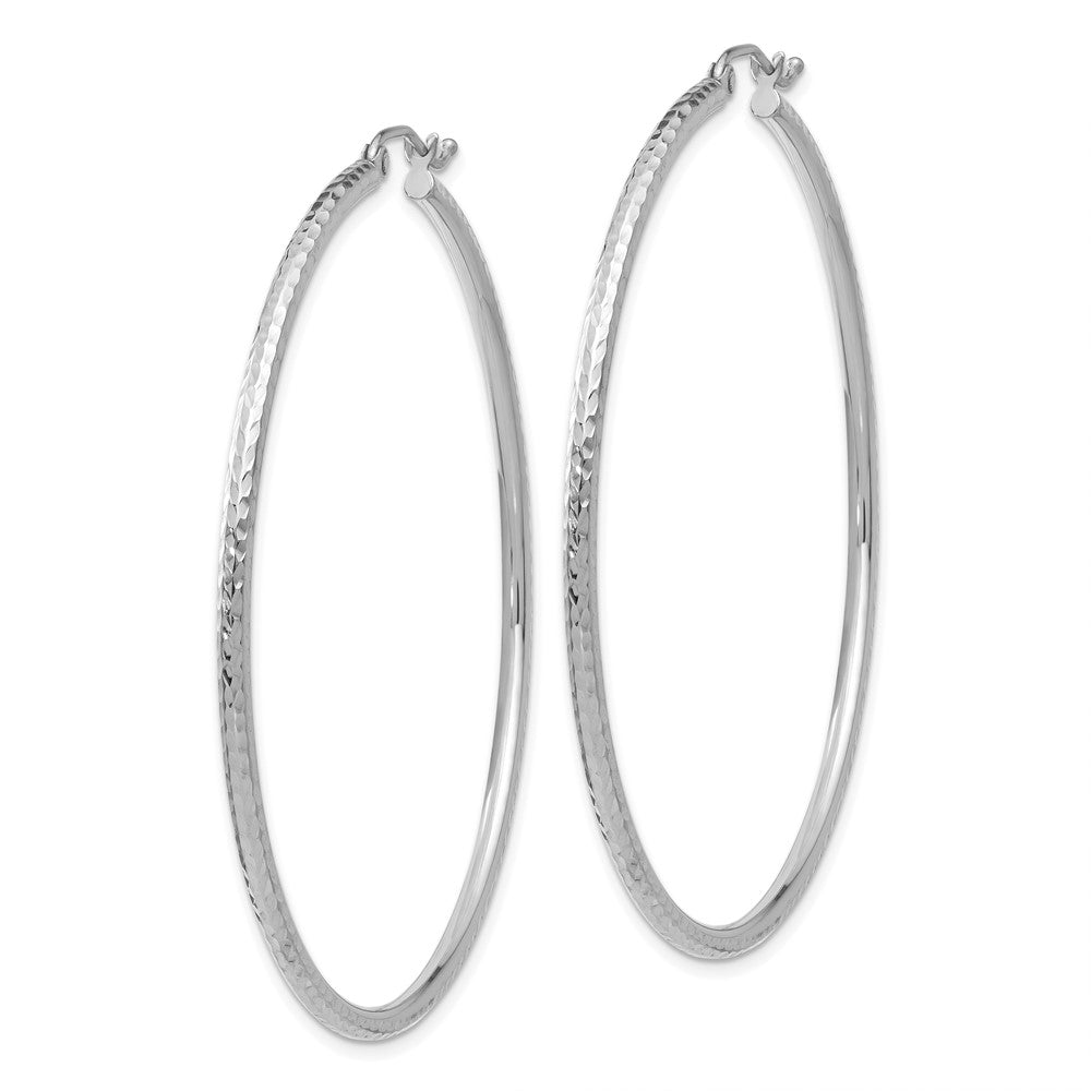 10k White Gold 2 mm Round Tube Hoop Earrings (2.07 grams)